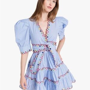 CeliaB Blue Striped Mini Dress with Multicolor Accents